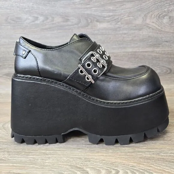 Dolls‎ Kill Current Mood Swear Word Platform Loafers Womens Sz 11 Goth Grunge