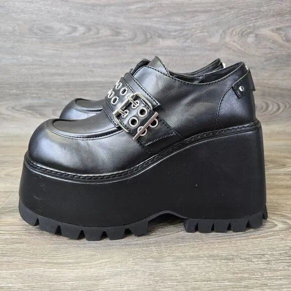 Dolls‎ Kill Current Mood Swear Word Platform Loafers Womens Sz 11 Goth Grunge