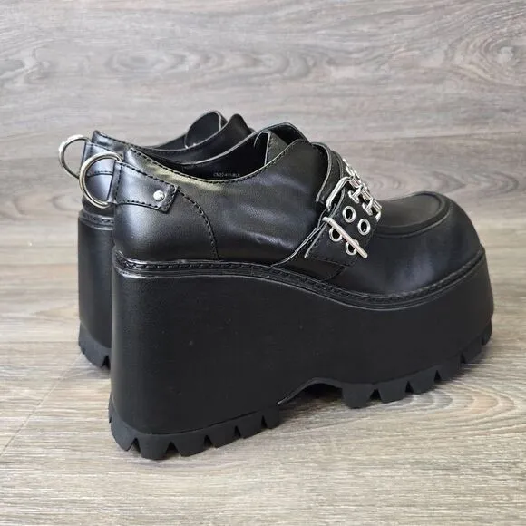 Dolls‎ Kill Current Mood Swear Word Platform Loafers Womens Sz 11 Goth Grunge