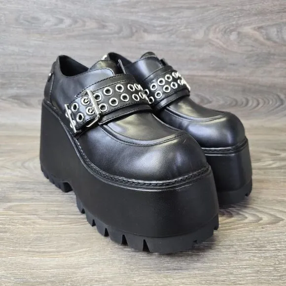 Dolls‎ Kill Current Mood Swear Word Platform Loafers Womens Sz 11 Goth Grunge