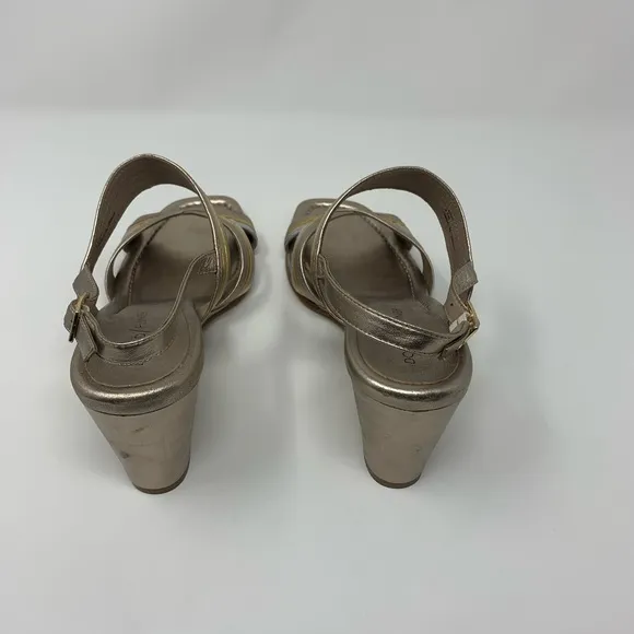 Donald J Pliner Laine Metallic Leather Wedge Sandals Shoes Women