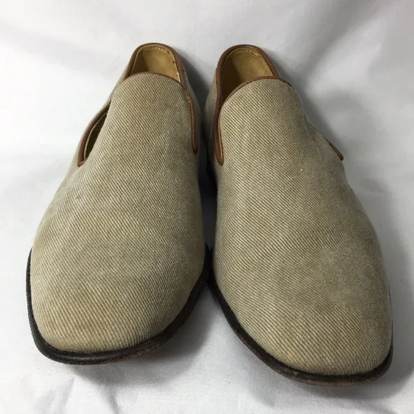 Donald J. Pliner Mens Fabric &amp; Leather Slip-On Loafers Size 8 Like-NEW Condition