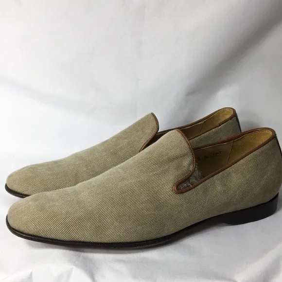 Donald J. Pliner Mens Fabric &amp; Leather Slip-On Loafers Size 8 Like-NEW Condition