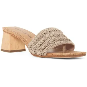 Donald J. Pliner Womens Nayla Beige Crochet Leather Mule Sandals New