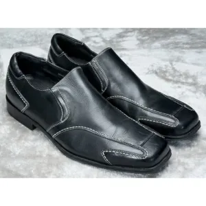 Donald Pliner Black Leather Slip On Loafers White Stitching Mens Size 9.5