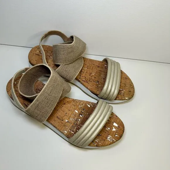 Donald Pliner Shaye Strappy Sandals Shimmer Gold Leather Cork Women's 8