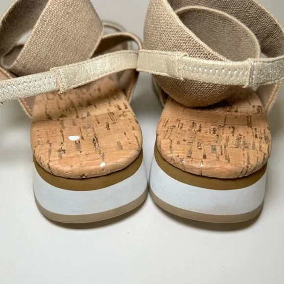 Donald Pliner Shaye Strappy Sandals Shimmer Gold Leather Cork Women's 8