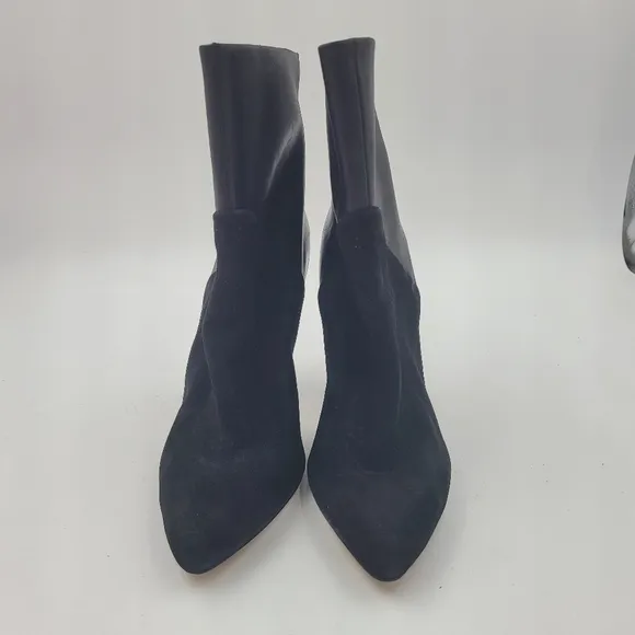 Donna Karan Black Hadi Leather and Suede Ankle Boots Size 9.5