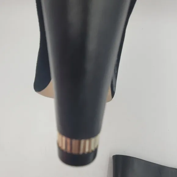 Donna Karan Black Hadi Leather and Suede Ankle Boots Size 9.5