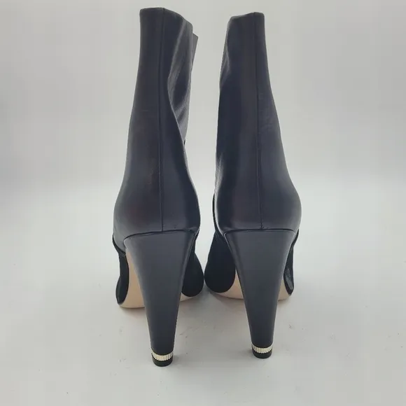 Donna Karan Black Hadi Leather and Suede Ankle Boots Size 9.5