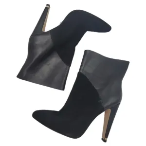 Donna Karan Black Hadi Leather and Suede Ankle Boots Size 9.5