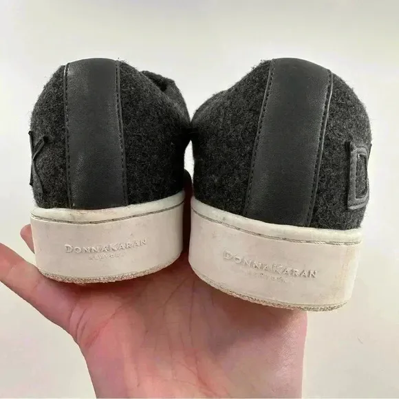 Donna Karan collection womens flats size 7 37.5 Gray wool felt slip ons