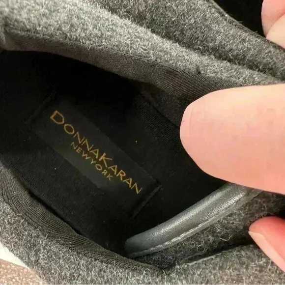 Donna Karan collection womens flats size 7 37.5 Gray wool felt slip ons