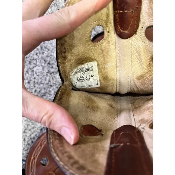Double H 5154 Brown Leather Mid Calf Pull On Cowgirl Boots Women’s 7.5 Western