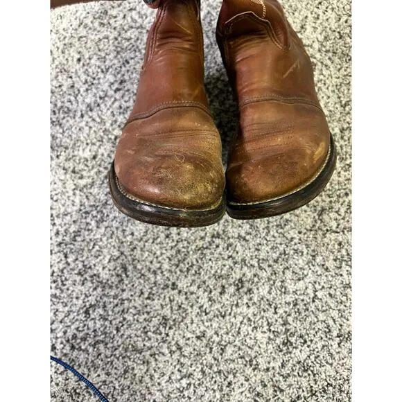 Double H 5154 Brown Leather Mid Calf Pull On Cowgirl Boots Women’s 7.5 Western