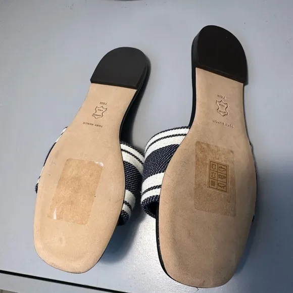 Double T Jacquard Tory Burch Slide Sandals