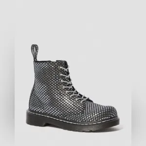 Dr. Marten 1460 Suede Metallic Star Combat Black Lace Up Boots Juniors Womens 6