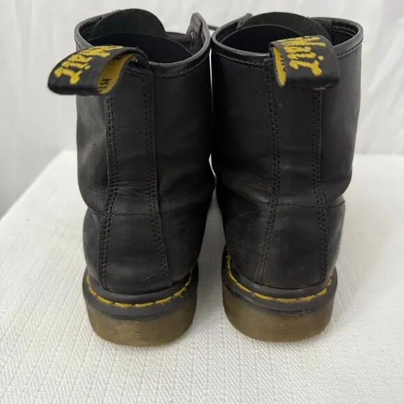 Dr Martens 1460 Boots Mens Size 8 US Leather Lace Up Black Grunge 8-Hole