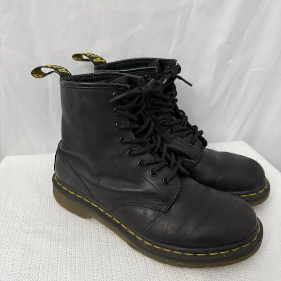 Dr Martens 1460 Boots Mens Size 8 US Leather Lace Up Black Grunge 8-Hole