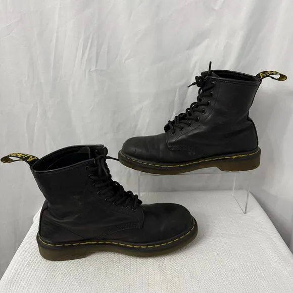 Dr Martens 1460 Boots Mens Size 8 US Leather Lace Up Black Grunge 8-Hole