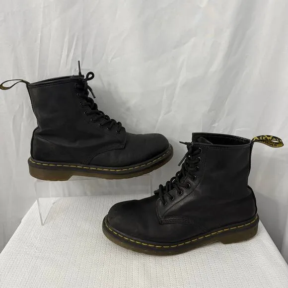 Dr Martens 1460 Boots Mens Size 8 US Leather Lace Up Black Grunge 8-Hole