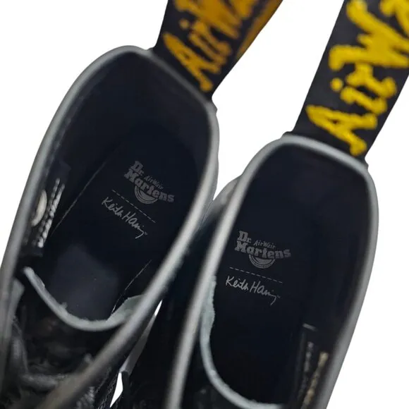 Dr. Martens 1460 Keith Haring 8-Eye Boots Black Leather US Men's 8 Womens 9 RARE