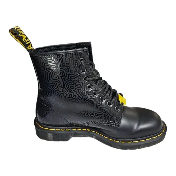 Dr. Martens 1460 Keith Haring 8-Eye Boots Black Leather US Men's 8 Womens 9 RARE