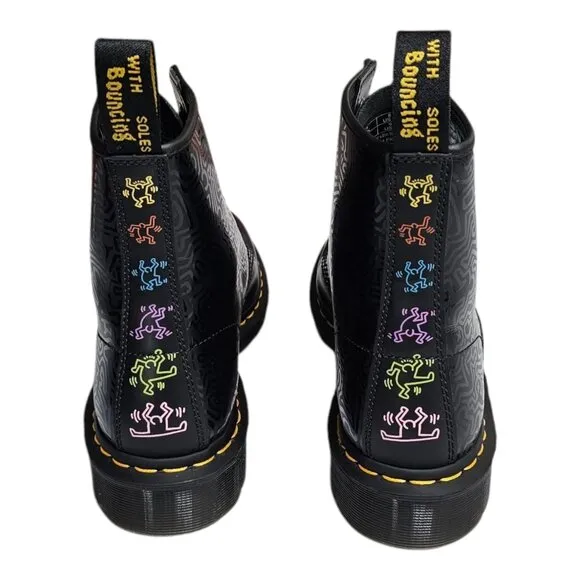 Dr. Martens 1460 Keith Haring 8-Eye Boots Black Leather US Men's 8 Womens 9 RARE