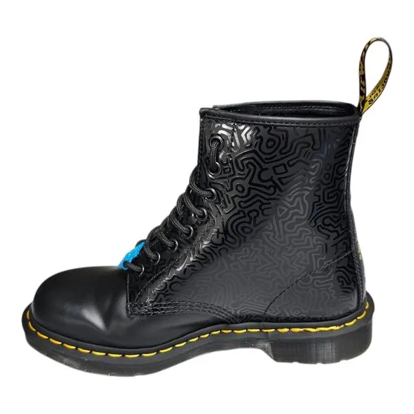 Dr. Martens 1460 Keith Haring 8-Eye Boots Black Leather US Men's 8 Womens 9 RARE