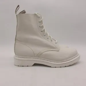 Dr. Martens 1460 Pascal Mono Lace Up Boots Women's Size 8 White Leather Combat