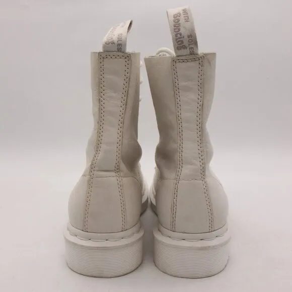 Dr. Martens 1460 Pascal Mono Lace Up Boots Women's Size 8 White Leather Combat