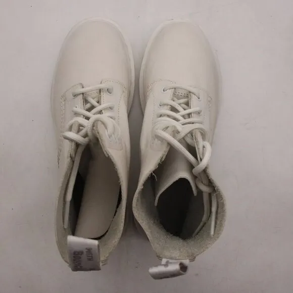 Dr. Martens 1460 Pascal Mono Lace Up Boots Women's Size 8 White Leather Combat