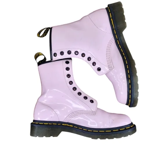 Dr. Martens 1460 Patent Leather Boots in Pale Pink