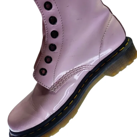 Dr. Martens 1460 Patent Leather Boots in Pale Pink