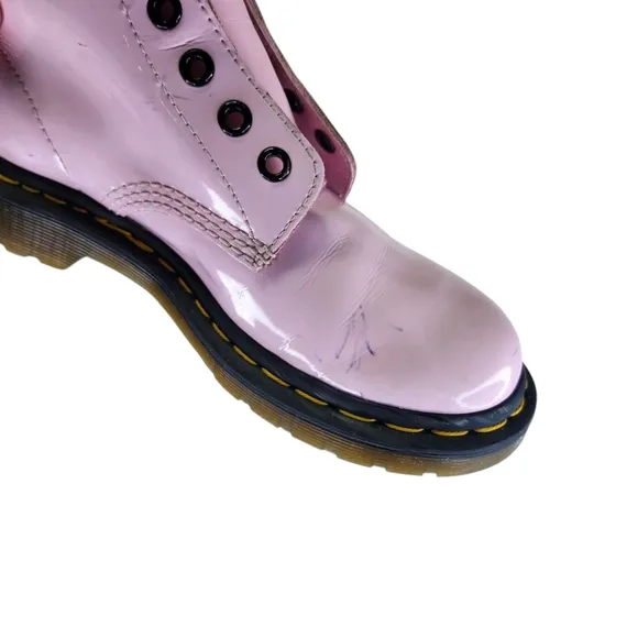 Dr. Martens 1460 Patent Leather Boots in Pale Pink