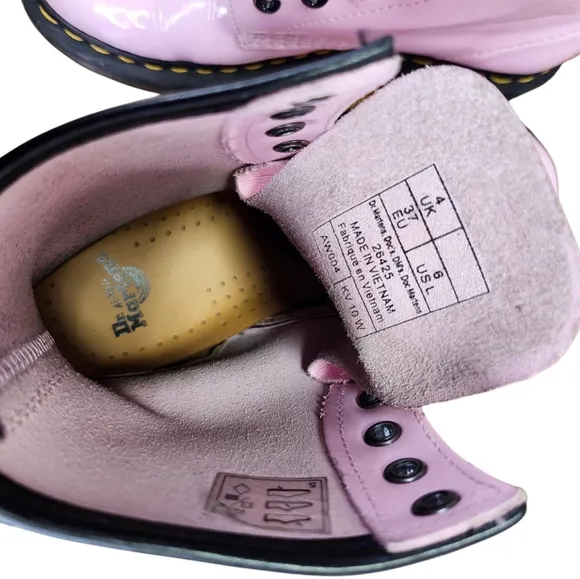 Dr. Martens 1460 Patent Leather Boots in Pale Pink