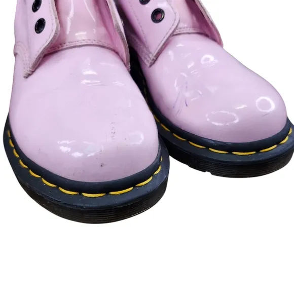 Dr. Martens 1460 Patent Leather Boots in Pale Pink