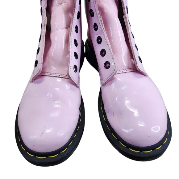 Dr. Martens 1460 Patent Leather Boots in Pale Pink