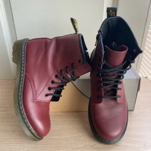 Dr. Martens 1460 Red Leather Lace Up/Side Zip Ankle Boots -M 5/ Women’s 6