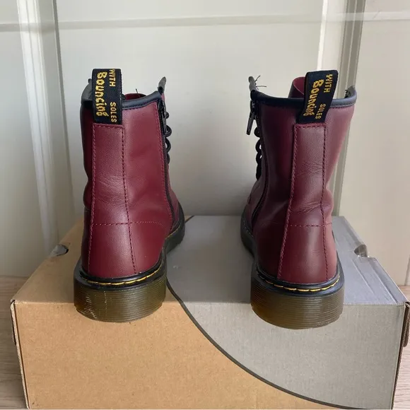 Dr. Martens 1460 Red Leather Lace Up/Side Zip Ankle Boots -M 5/ Women’s 6
