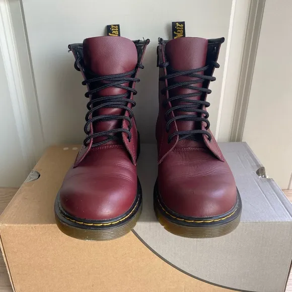 Dr. Martens 1460 Red Leather Lace Up/Side Zip Ankle Boots -M 5/ Women’s 6