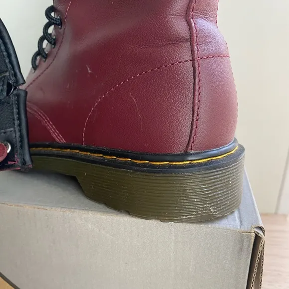 Dr. Martens 1460 Red Leather Lace Up/Side Zip Ankle Boots -M 5/ Women’s 6