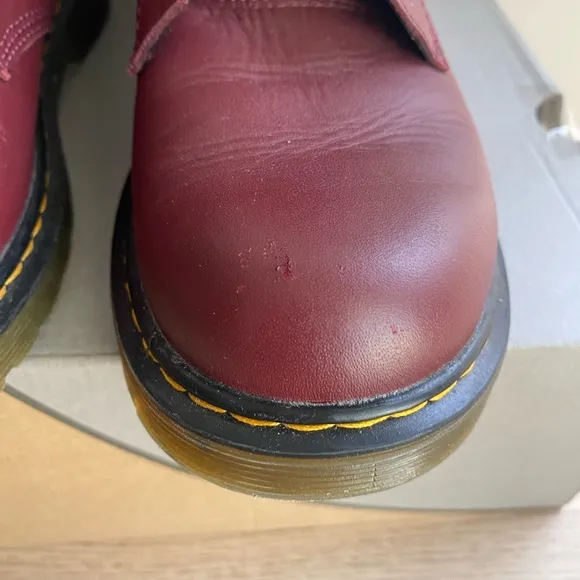 Dr. Martens 1460 Red Leather Lace Up/Side Zip Ankle Boots -M 5/ Women’s 6