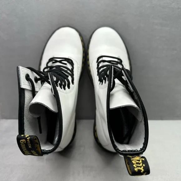 Dr. Martens 1460 Womens Size 9 Combat Boots White Smooth Leather Lace Up 11821