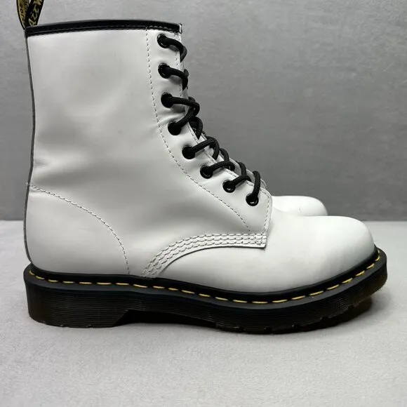 Dr. Martens 1460 Womens Size 9 Combat Boots White Smooth Leather Lace Up 11821