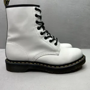 Dr. Martens 1460 Womens Size 9 Combat Boots White Smooth Leather Lace Up 11821