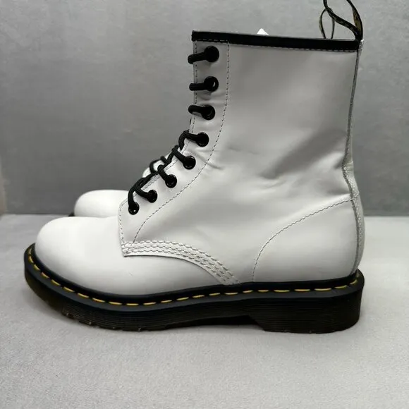 Dr. Martens 1460 Womens Size 9 Combat Boots White Smooth Leather Lace Up 11821