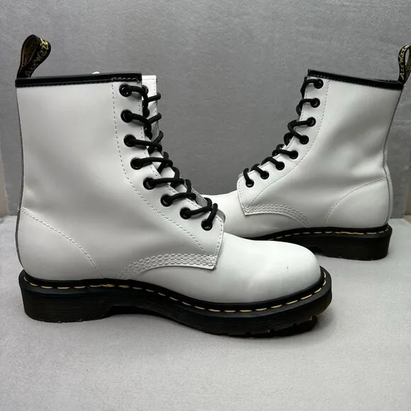 Dr. Martens 1460 Womens Size 9 Combat Boots White Smooth Leather Lace Up 11821