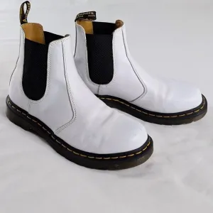 Dr. Martens 2976 White Leather Black Chelsea Boots