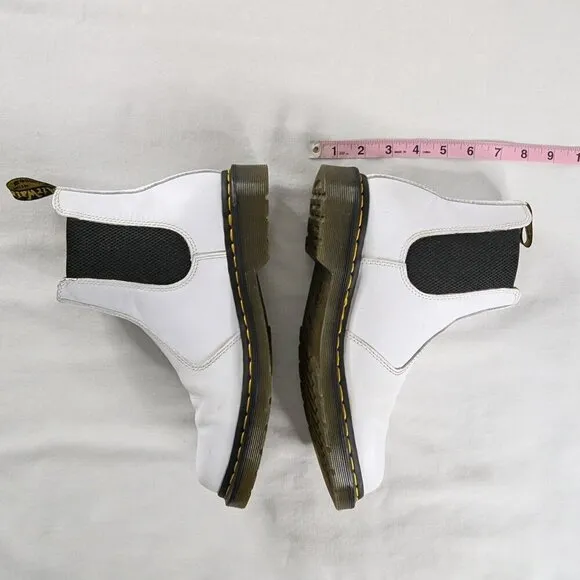 Dr. Martens 2976 White Leather Black Chelsea Boots